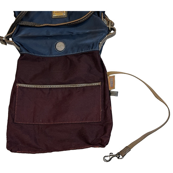 Dooney And Bourke Nylon Crossbody Small Dani Navy Blue Tan Adjustable Strap Boho - Picture 3 of 8